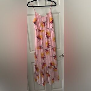 J. Crew Pink Sunburst Floral Tiered Sleeveless Maxi Dress lightweight Summer 4